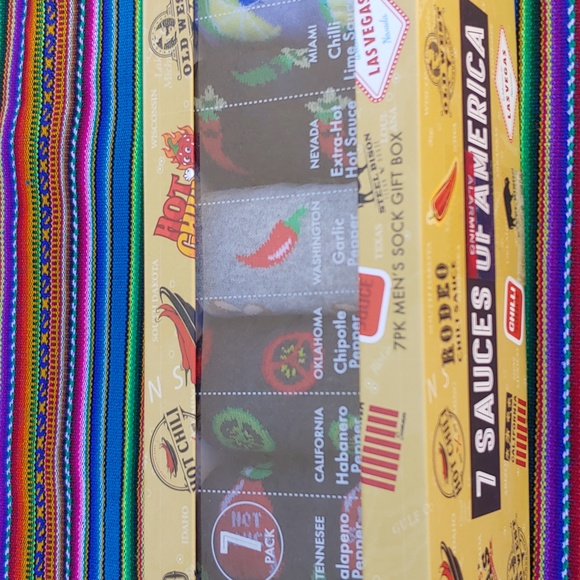 Men's Socks Fun Hot Sauce Boxed, NEW 5 Pairs - Picture 1 of 9
